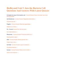 BioBeyond Unit 5: Into the Bacteria Cell Questions And Answers With Latest Quizzes