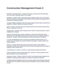 Construction Management Exam 3: Questions and Answers