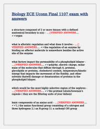 Biology ECE Uconn Final 1107 exam with answers