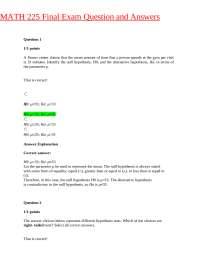 MATH 225 Final Exam: Hypothesis Testing Exercises and Solutions