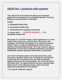 SAEM Set 1 Questions and Answers: Medical Emergencies
