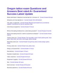 Oregon Tattoo Exam Questions and Answers: A Comprehensive Guide