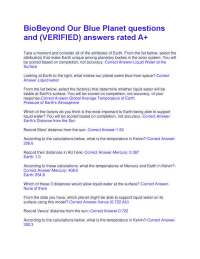 BioBeyond Our Blue Planet questions and (VERIFIED) answers rated A+
