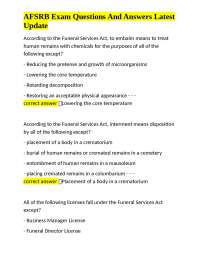 AFSRB Exam Questions and Answers: Funeral Services Act