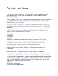 Construction Exam: True or False Questions and Answers