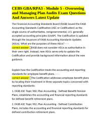 CEBS GBA/RPA3 - Module 5 - Overseeing and Managing Plan Audits Exam Questions and Answers