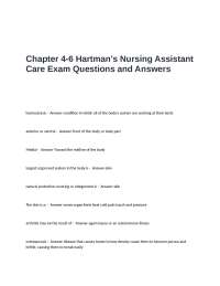 Chapter 4-6 Hartman's Nursing Assistant Care Exam Questions and Answers