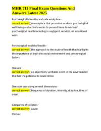 MHR 711 Final Exam Questions And Answers Latest 2025