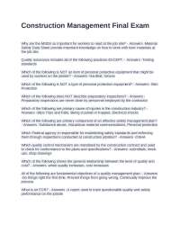 Construction Management Final Exam: Multiple Choice Questions and Answers