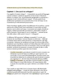 Riassunto "Introduzione all'economia dello sviluppo" Volpi