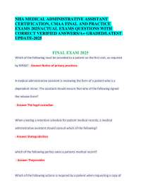 NHA Medical Administrative Assistant Certification: CMAA Final and Practice Exams 2025