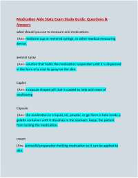 Medication Aide State Exam Study Guide: Questions & Answers