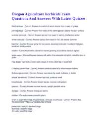 Oregon Agriculture Herbicide Exam: Questions and Answers with Latest Quizzes