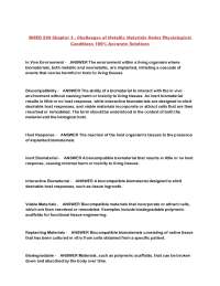 BMED 220 Chapter 3 - Challenges of Metallic Materials Under Physiological Conditions