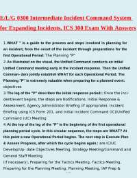 Intermediate Incident Command System (ICS 300) Exam with Answers
