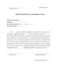 Opinia pracodawcy o stażu