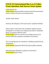 ETLW 313 International Business Law & Ethics Exam Questions and Answers
