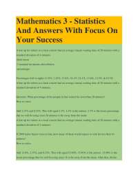 Mathematics 3 - Statistics And Answers With Focus On Your Success