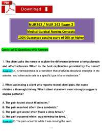 Galen NUR 242 Exam 2 Med-Surg Tested (Latest 2025 / 2026) Qs with Revised Ans