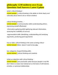 philosophy 1230 midterm uwo Exam Questions And Answers Latest Update