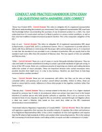 CONDUCT AND PRACTICES HANDBOOK (CPH) EXAM