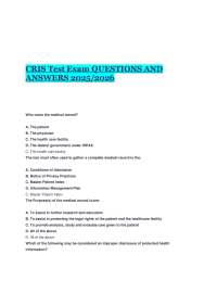 CRIS Test Exam QUESTIONS AND ANSWERS 2025/2026