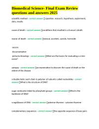 Biomedical Science Final Exam Review: Questions and Answers