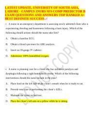 Nursing Exam Questions and Answers: University of South Asia