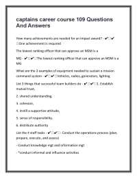 captains career course 109 Questions And Answers| Correct And Verified