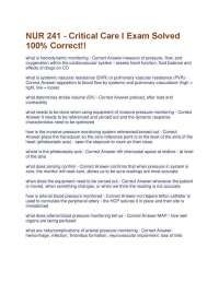 NUR 241 - Critical Care I Exam Solved 100% Correct!!