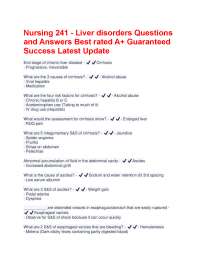 Nursing 241 - Liver Disorders: Questions and Answers