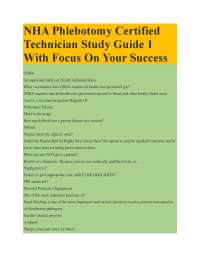 NHA Phlebotomy Certified Technician Study Guide 1 With Focus On Your Success