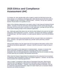 2025 Ethics and Compliance Assessment UHC Exam Of Questions with Correct Answers