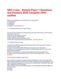 QFA Loans - Sample Paper 1 Questions and Answers 2025