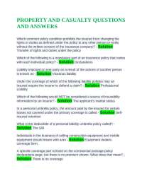 Property and Casualty Insurance: Questions and Answers
