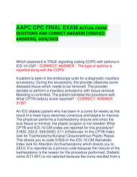 AAPC CPC FINAL EXAM ACTUAL EXAM QUESTIONS AND CORRECT ANSWERS (VERIFIED ANSWERS) 2024/2025
