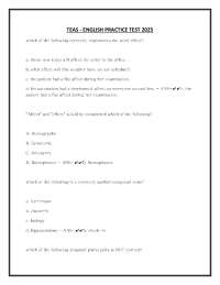 TEAS - ENGLISH PRACTICE TEST 2025 which of the following correctly implements the word aff