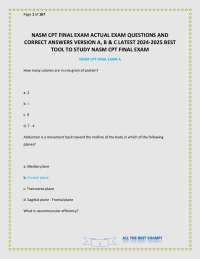 NASM CPT FINAL EXAM ACTUAL EXAM QUESTIONS AND CORRECT ANSWERS VERSION A, B & C LATEST 2024