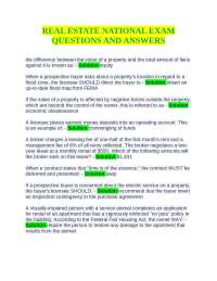 Real Estate National Exam: Questions and Answers