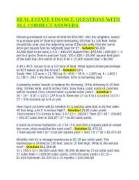 Real Estate Finance Exercises with Solutions
