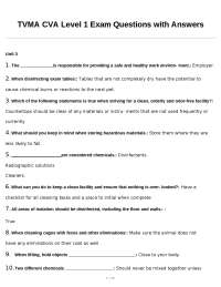 TVMA CVA Level 1 Exam Questions with Answers