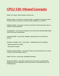 CPCU 530 Missed Concepts exam with verified 100% correct answers