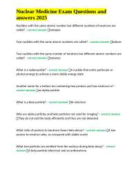 Nuclear Medicine Exam Questions and answers 2025