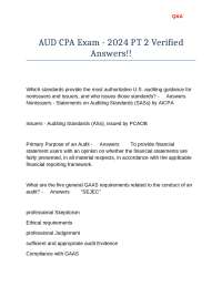 AUD CPA Exam - 2024 PT 2 Verified Answers!!
