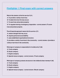 Firefighter 1 Final exam with correct answers