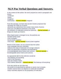 NLN Pax Verbal Questions and Answers.