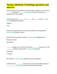 Nuclear Medicine Technology questions and answers