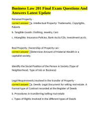 Business Law 201 Final Exam Questions And Answers Latest Update
