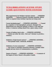 TCEQ IRRIGATION LICENSE STUDY GUIDE QUESTIONS WITH ANSWERS
