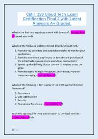 CMIT 326 Cloud Tech Exam Certification Final 2 with Latest Answers A+ Graded.